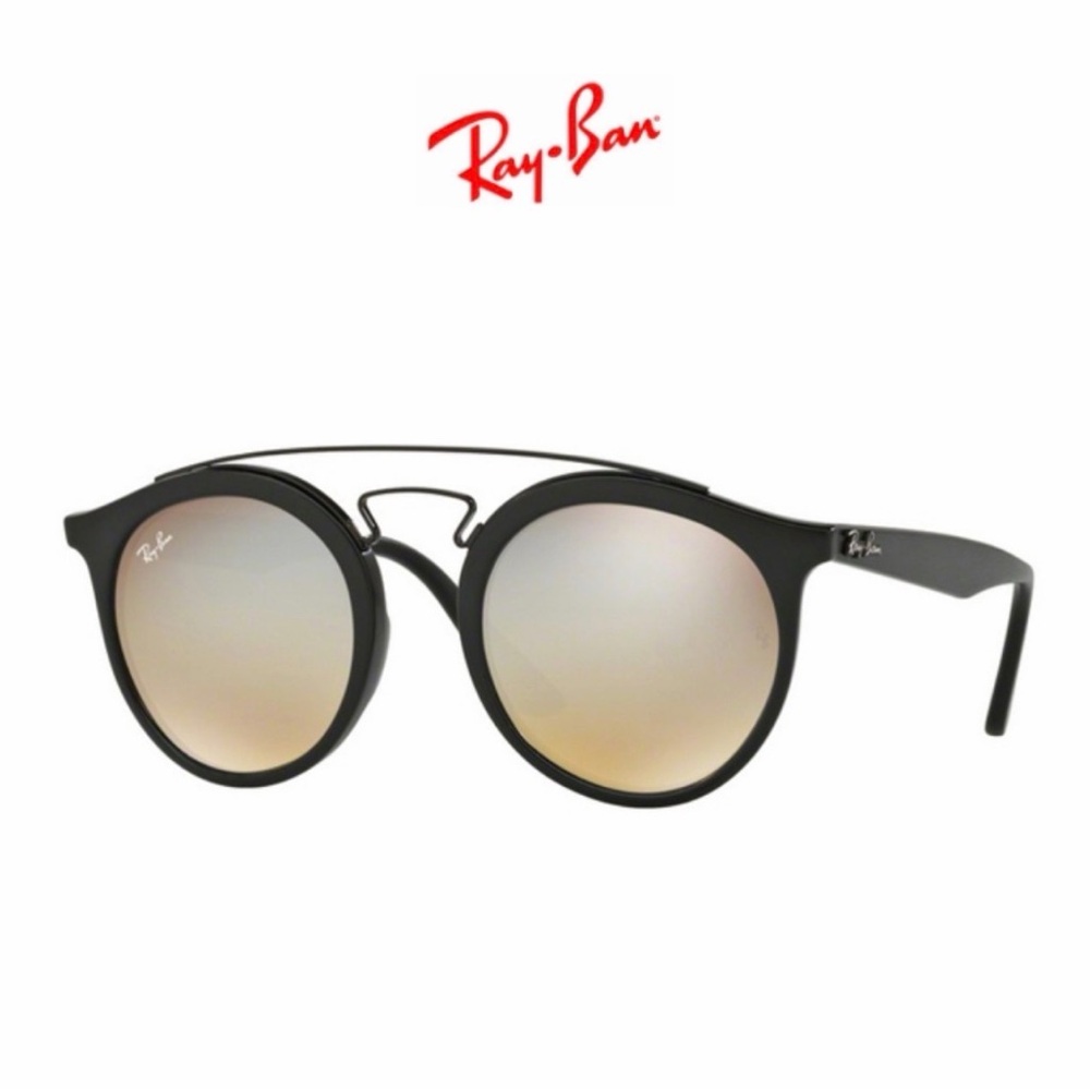 authentic unisex styles Ray-Ban Black Frame Sunglasses with Gold Mirror Lenses